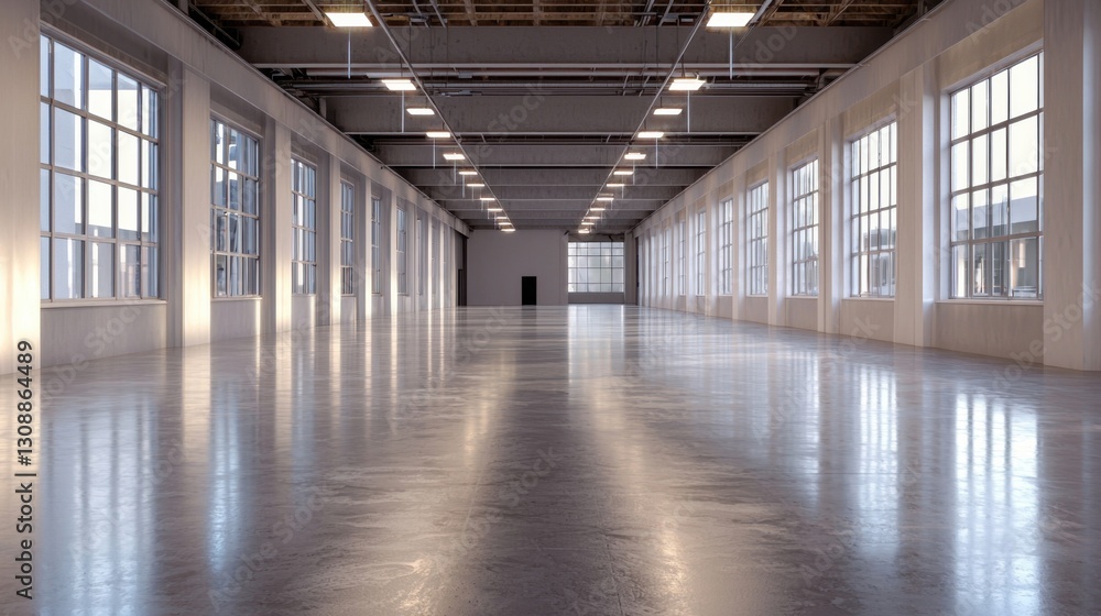 Bright and airy industrial space features expansive windows allowing natural light. The polished concrete floor adds a sleek look to this versatile area, ideal for various events or activities Bright and airy industrial space features expansive windows allowing natural light. The polished concrete floor adds a sleek look to this versatile area, ideal for various events or activities