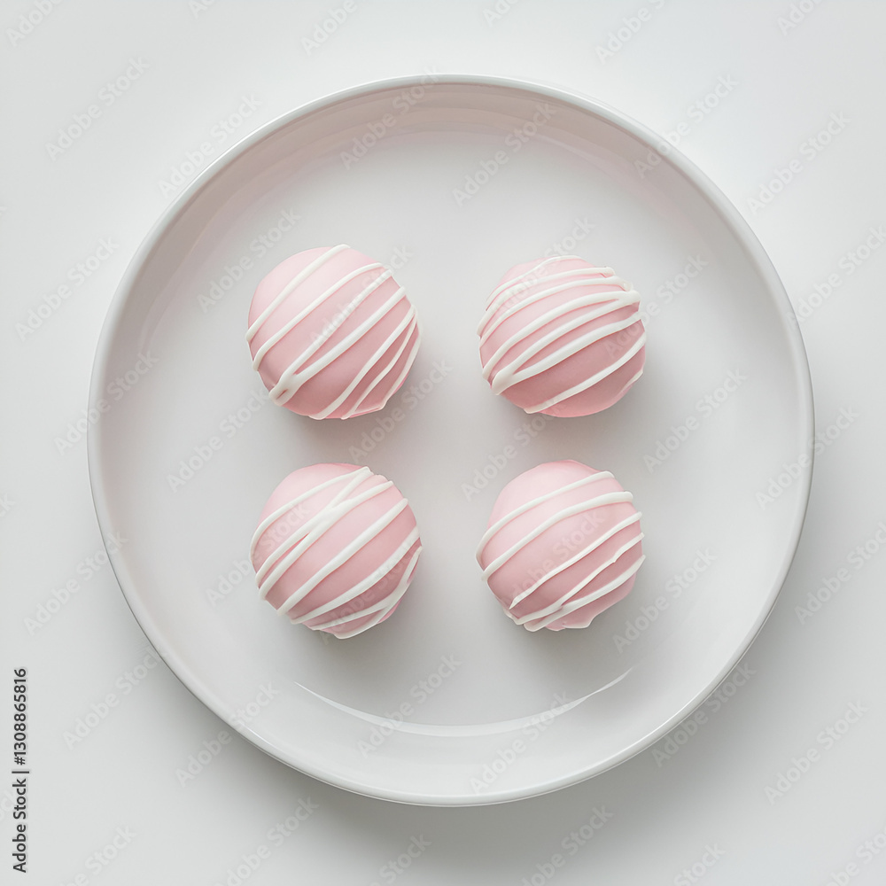 Obraz premium Elegant plate of pink and white confectionery delights, perfect for special occasions and sweet indulgence