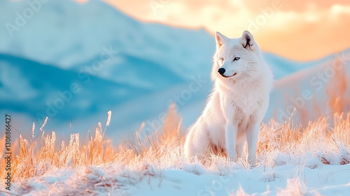 Arctic wolf in stunning white fur at sunset nature photography serene wilderness