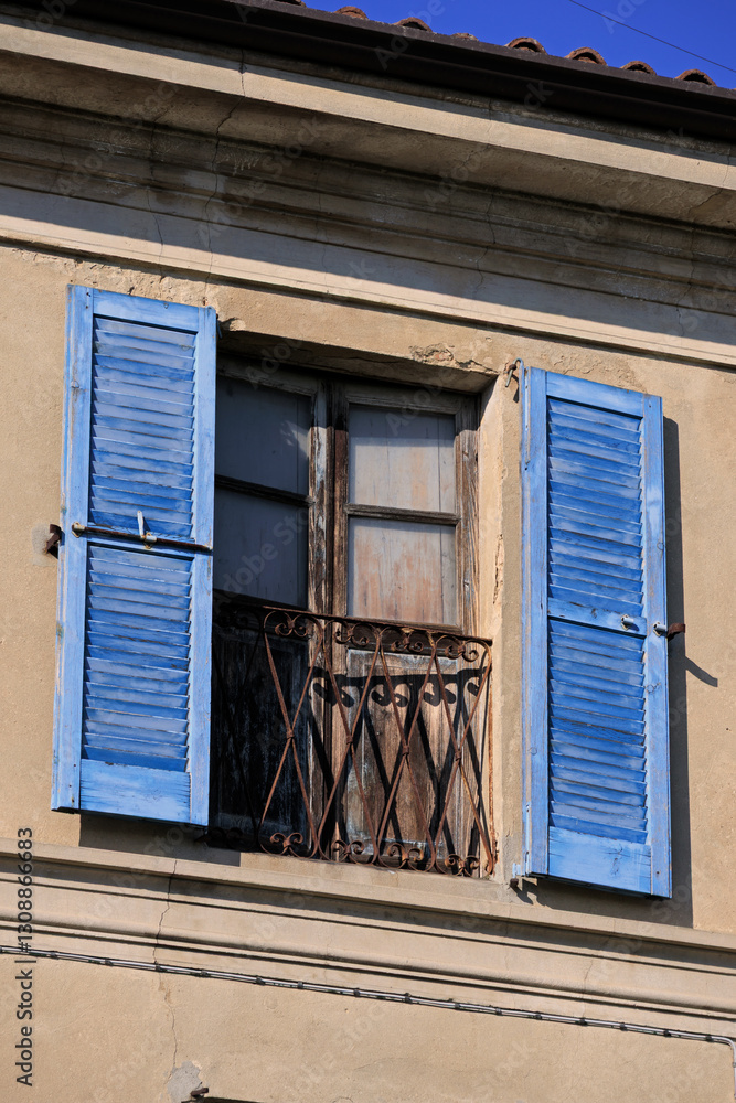 Window feature shutters color antique blue sky