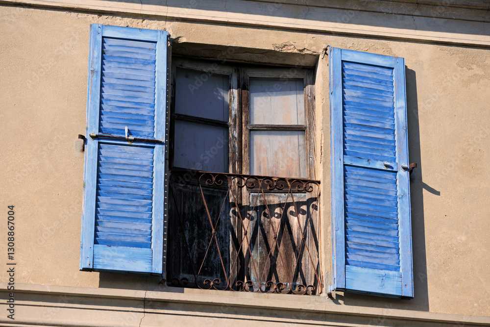 Window feature shutters color antique blue sky