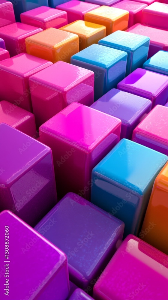 A Vivid Mosaic: Colorful Cubes in a Dynamic Arrangement, A Playful and Eye-Catching Composition Perfect for a Background or Design Element. A Vivid Mosaic: Colorful Cubes in a Dynamic Arrangement, A Playful and Eye-Catching Composition Perfect for a Background or Design Element.