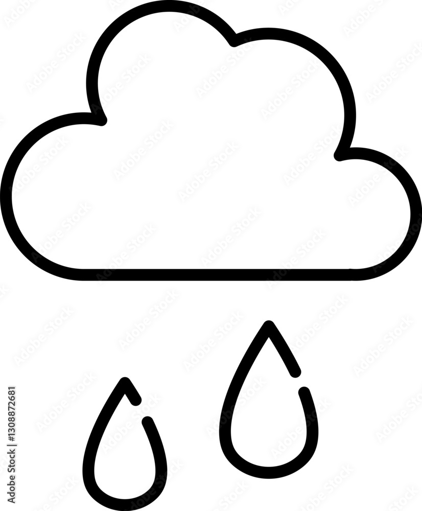 Rain under Cloud Outline Linear Sign for Graphic and Web Design, Apps, Adverts, Various Cards Rain under Cloud Outline Linear Sign for Graphic and Web Design, Apps, Adverts, Various Cards