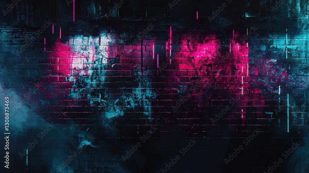 Obraz premium A vibrant, abstract representation of a wall with a blend of pink and blue hues, creating a dynamic and moody atmosphere.