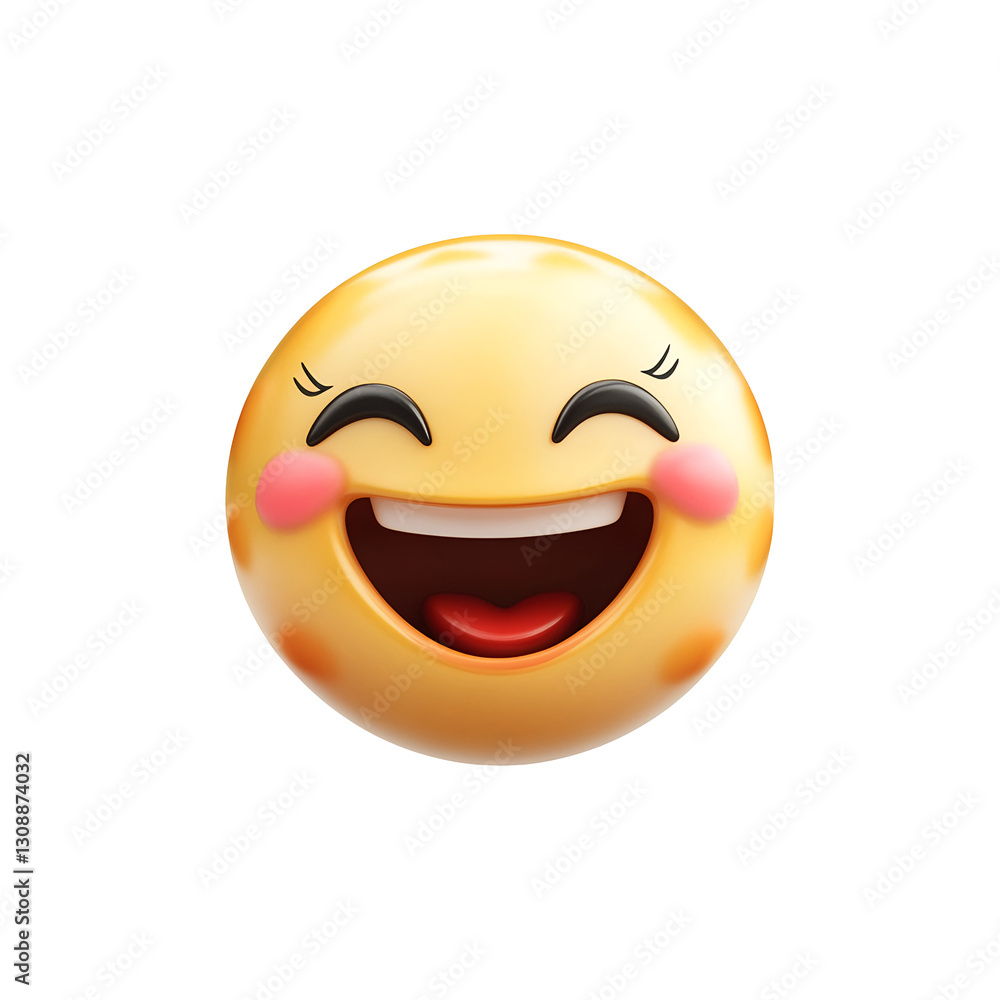 Fototapeta premium Cute smiling emoji isolated on transparent background