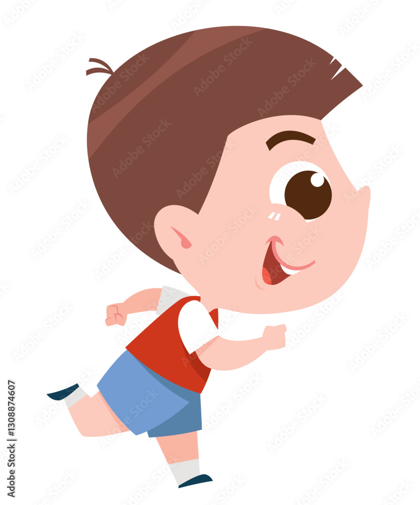 Cartoon Boy Running Joyfully. Running activity Cartoon Boy Running Joyfully. Running activity