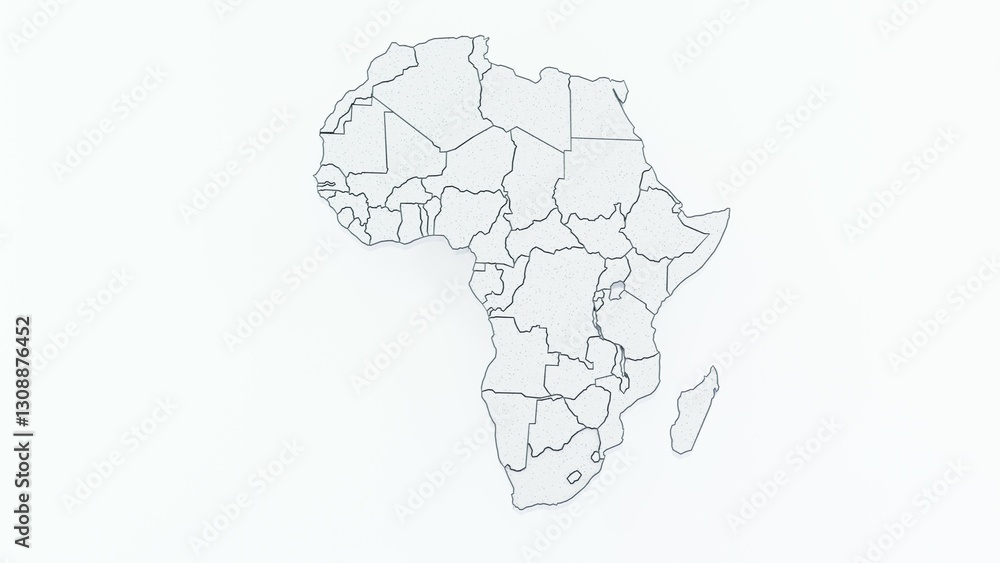 High-quality 3D animation of the African continent with a detailed map and realistic terrain. Perfect for geographic visualizations, educational projects, cartography, and digital mapping High-quality 3D animation of the African continent with a detailed map and realistic terrain. Perfect for geographic visualizations, educational projects, cartography, and digital mapping