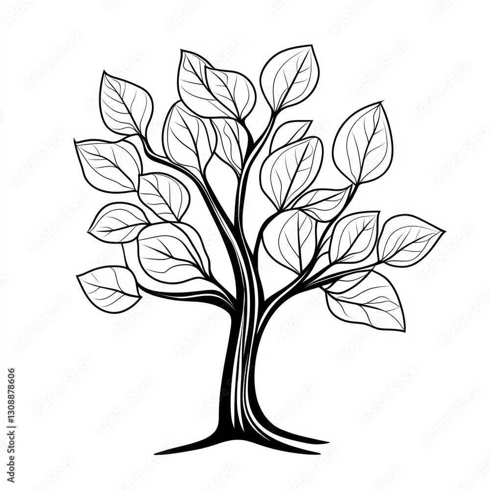Obraz premium Simple Tree Outline Drawing