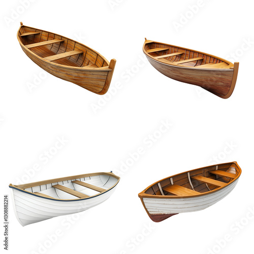set of wooden canoe