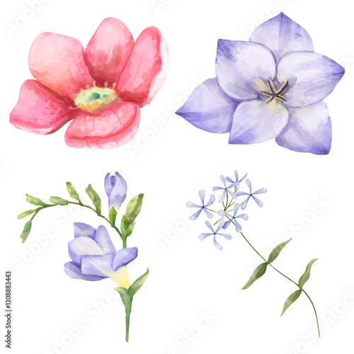 Wallpaper Mural Blooming flowers png sticker botanical collection Torontodigital.ca