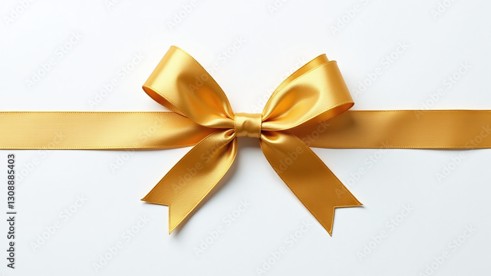 golden ribbon white background precise bow