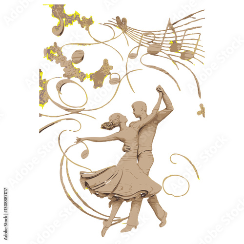 Create a  man and women nice moments dance color vector art with white background.