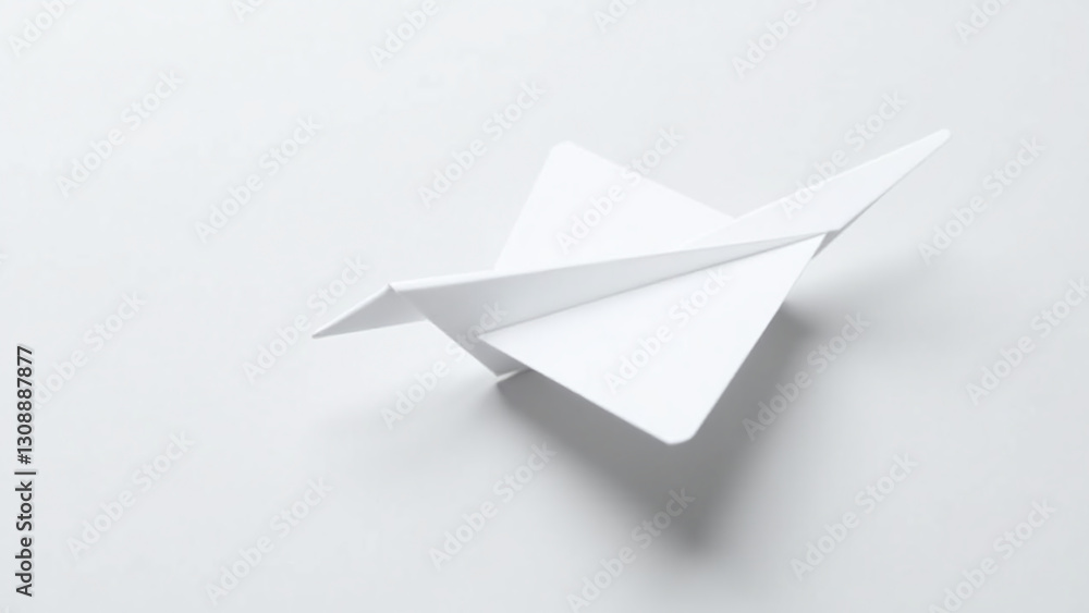 white paper airplane folded origami design carefully white background form precise white paper airplane folded origami design carefully white background form precise