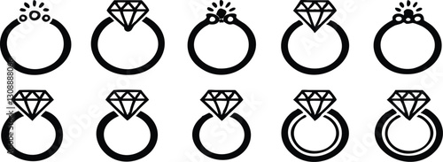 Diamond ring. Engagement ring. Vector