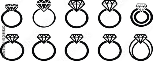 Diamond ring. Engagement ring. Vector