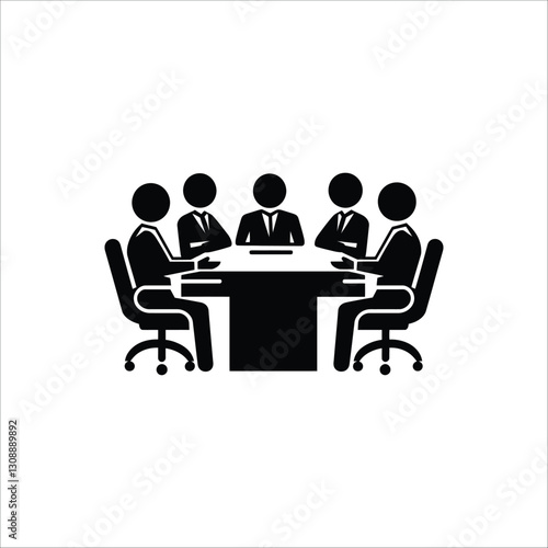 Vector logo business meeting, meeting icon, conference table, Collaborative vector logo business on white background, meeting icon, conference table, business discussion