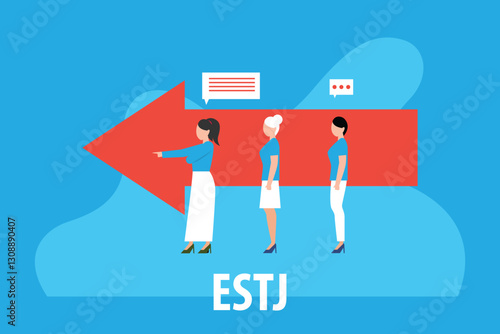 ESTJ Personality Type – Leadership and Organization 2d flat vector illustrations