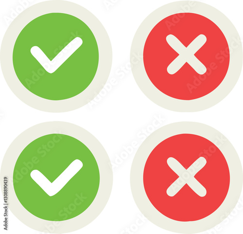 Checkmarks yes and no. Vector illustration