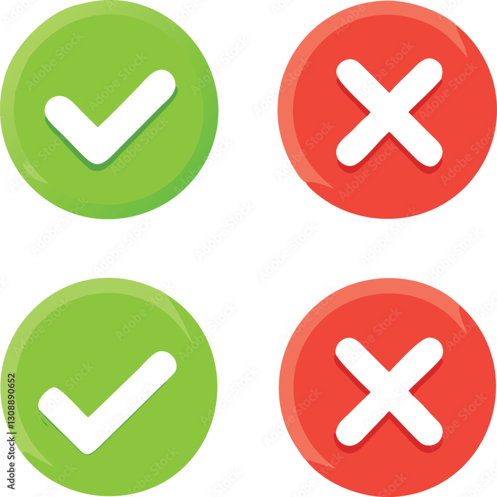 Checkmarks yes and no. Vector illustration Checkmarks yes and no. Vector illustration
