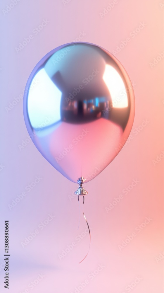 Stylish pearlescent balloon with chrome finish against pastel gradient background. Generative AI Stylish pearlescent balloon with chrome finish against pastel gradient background. Generative AI