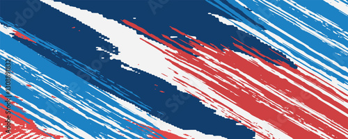 Abstract blue, white and red background with grunge brush strokes. eps 10