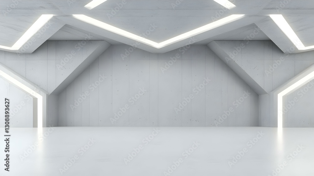 Fototapeta premium Modern Minimalist Interior with Geometric Lines and Bright Lighting