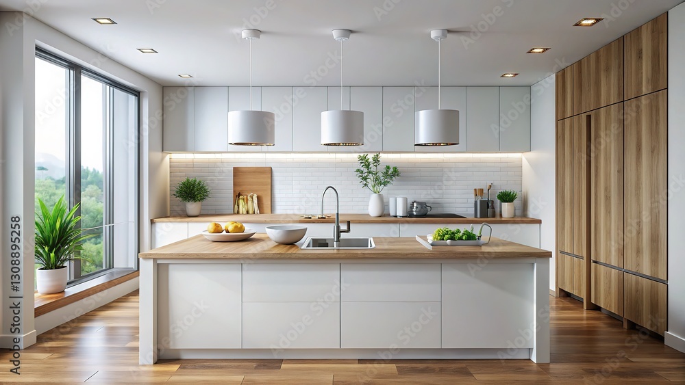 Sleek counter, wide border, panoramic view. Sleek counter, wide border, panoramic view.