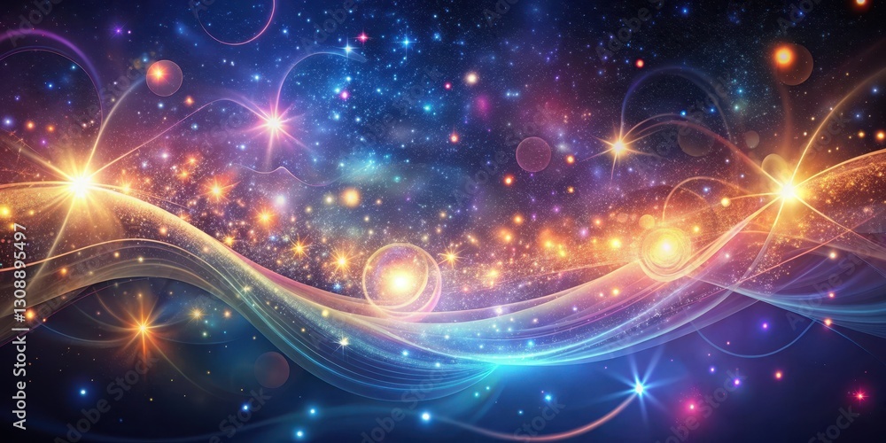 Obraz premium Gradient Looped Background with Swirling Abstract Shapes and Twinkling Lights