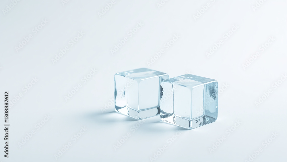 ice cubes sit clean white background alone surrounded empty space ice cubes sit clean white background alone surrounded empty space
