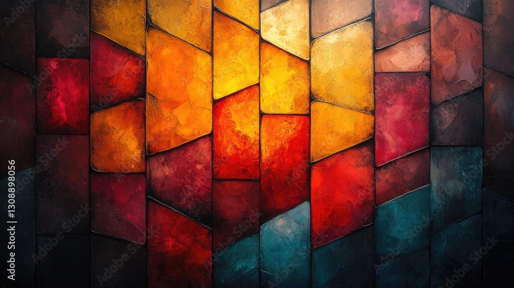 Fototapeta premium A vibrant and colorful geometric pattern in a painterly style