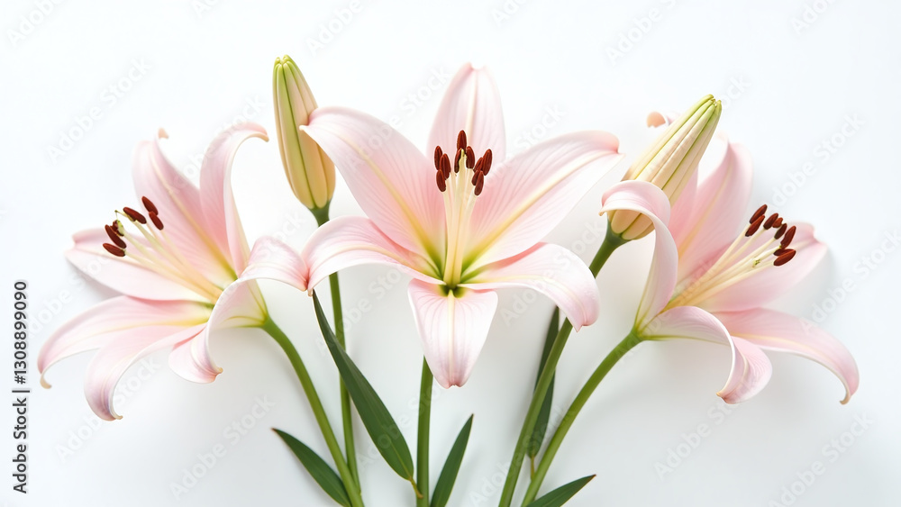 Naklejka premium lilies buds white background gardens floral