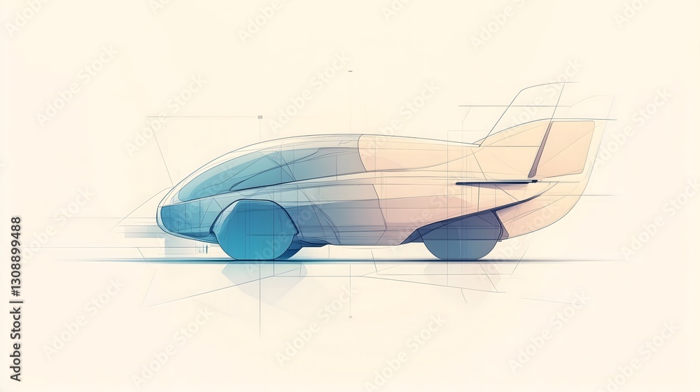 Fototapeta premium Minimalist Futuristic Vehicle Design Illustrating Eco-Friendly Transport