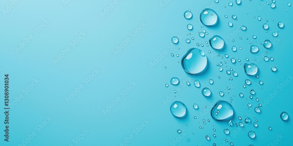 A serene blue background featuring various water droplets, creating a fresh and calming atmosphere. A serene blue background featuring various water droplets, creating a fresh and calming atmosphere.