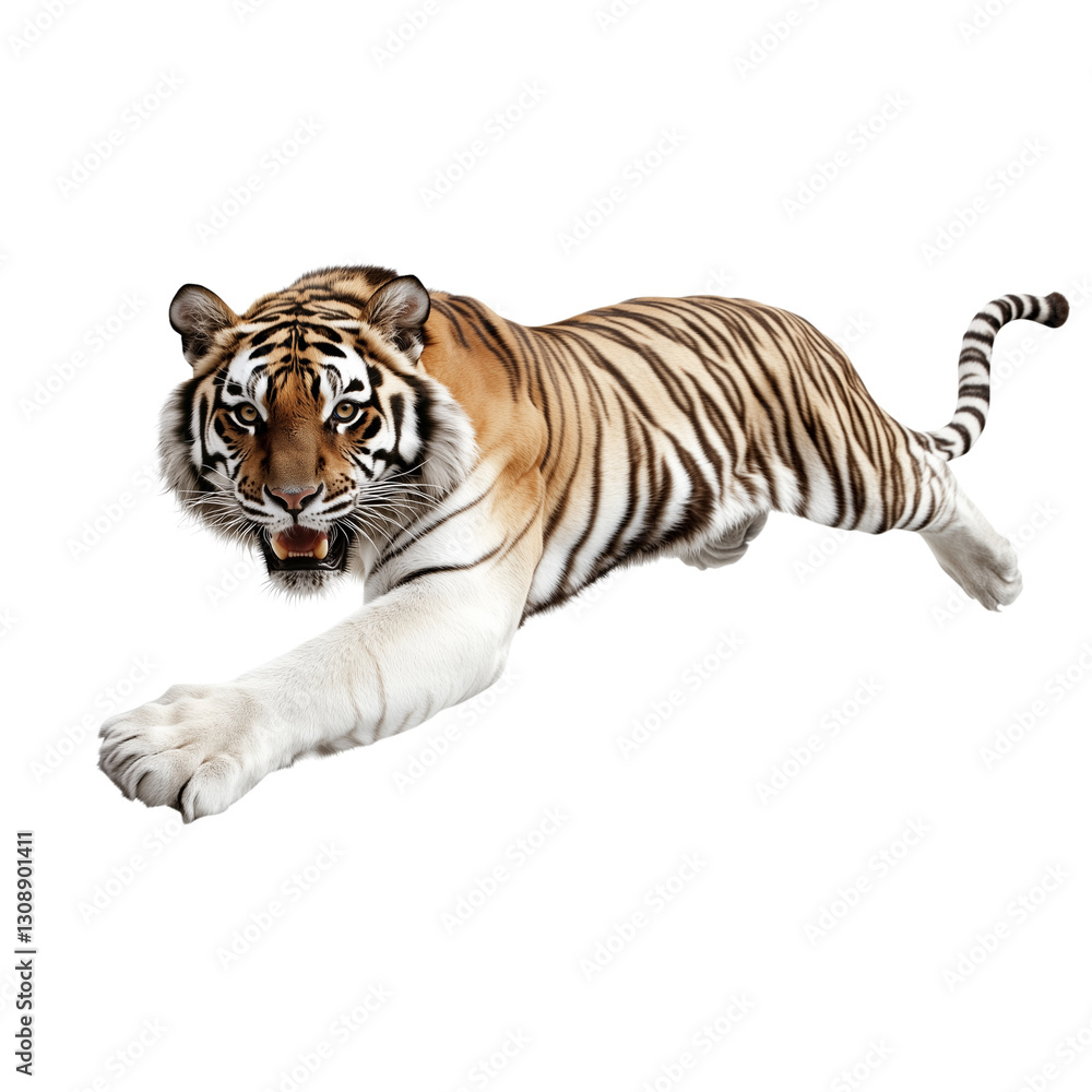 Obraz premium Leaping Tiger, Transparent background