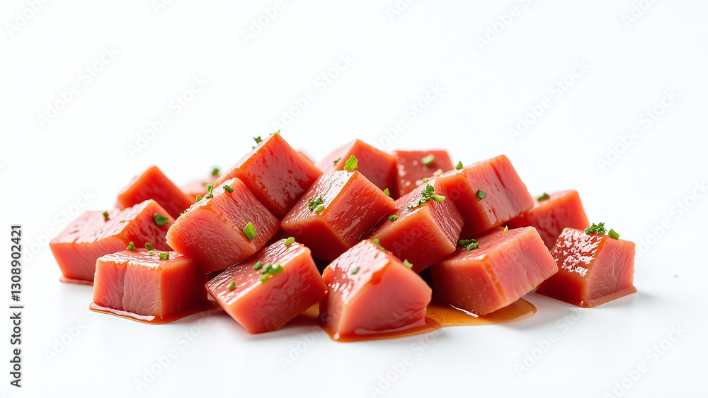 white background bbq meat small pieces remove excess sauce white background bbq meat small pieces remove excess sauce