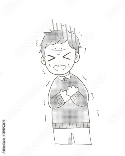 胸を押さえて具合が悪そうな男性
