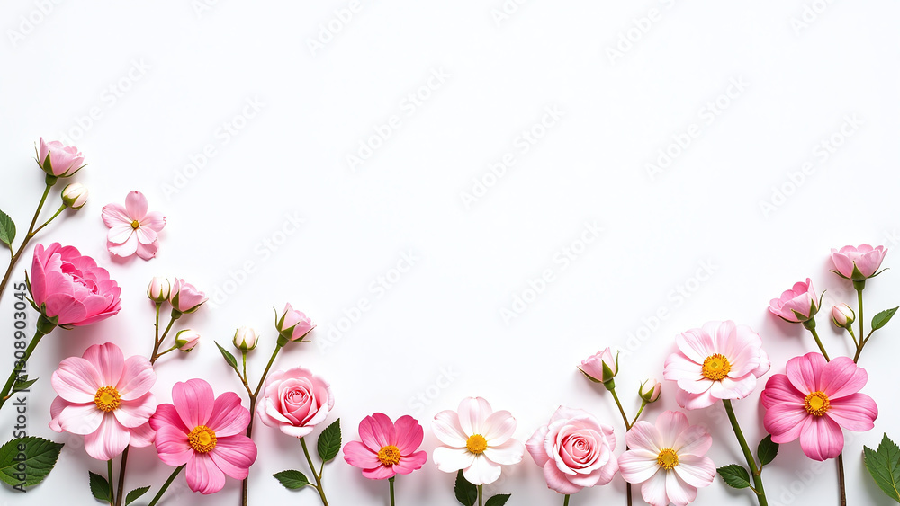 white background floral designs feature vibrant pink white flowers arranged beautiful white background floral designs feature vibrant pink white flowers arranged beautiful
