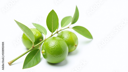 white background fresh limes branch tasty garnish added zing