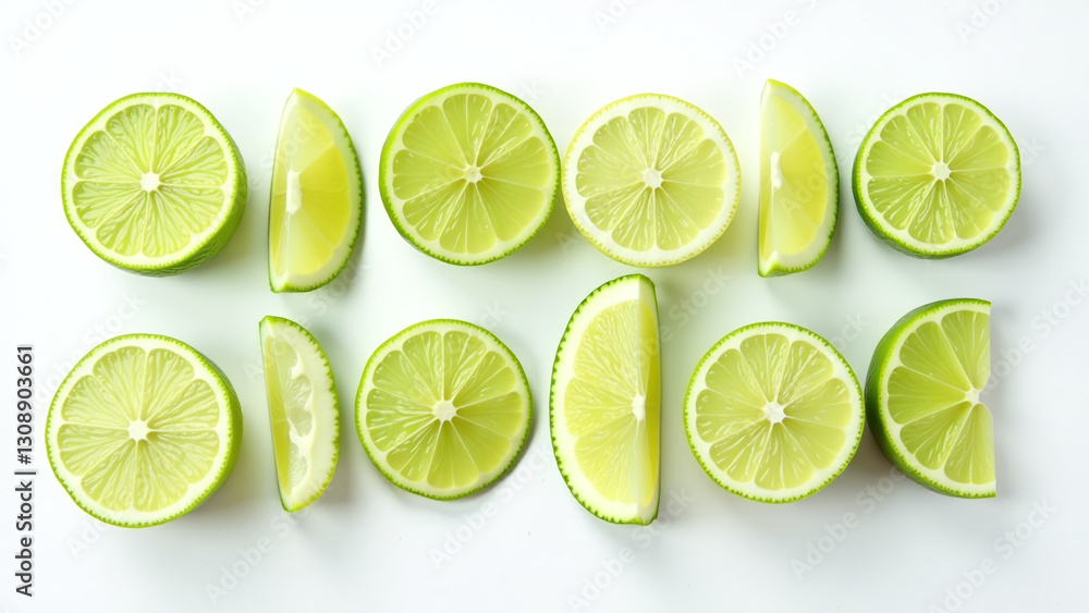 white background lime halves uniform pieces decorative arrangement culinary white background lime halves uniform pieces decorative arrangement culinary