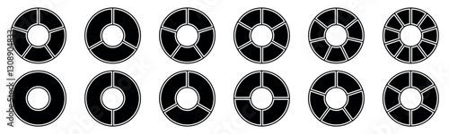 Pie chart, Infographic element round shape. empty middle, simple flat design vector illustration. 