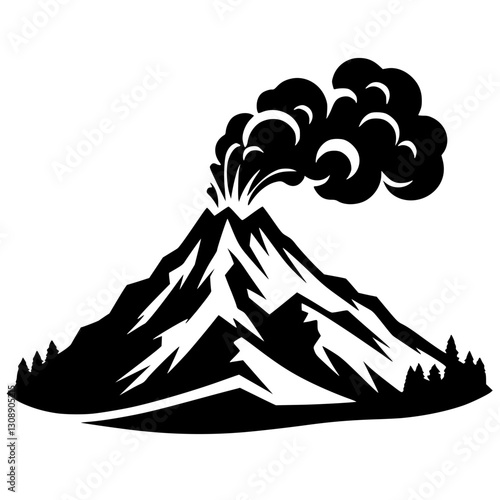 Silhouette of a mountain eruption