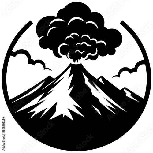Silhouette of a mountain eruption