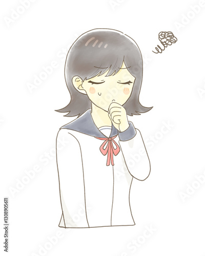 不機嫌そうな女子学生