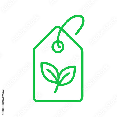 An illustrative vector image of a price tag with a leaf, representing eco-conscious shopping and promoting sustainable products for a greener future.