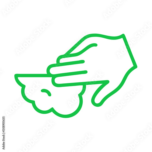 A vector graphic of a hand holding a plant, symbolizing care for the environment and promoting sustainable practices for preserving nature and biodiversity.