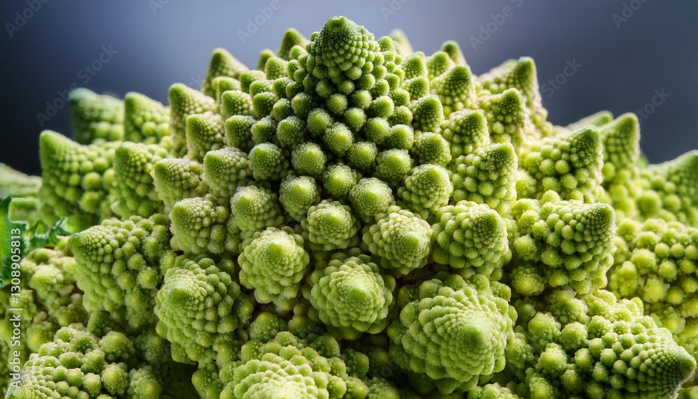 Extreme macro of Romanesco broccoli. Mesmerizing fractal patterns revealed. Intricate, mathematical nature. Stunning vegetable close-up.
Extreme macro of Romanesco broccoli. Mesmerizing fractal patterns revealed. Intricate, mathematical nature. Stunning vegetable close-up.