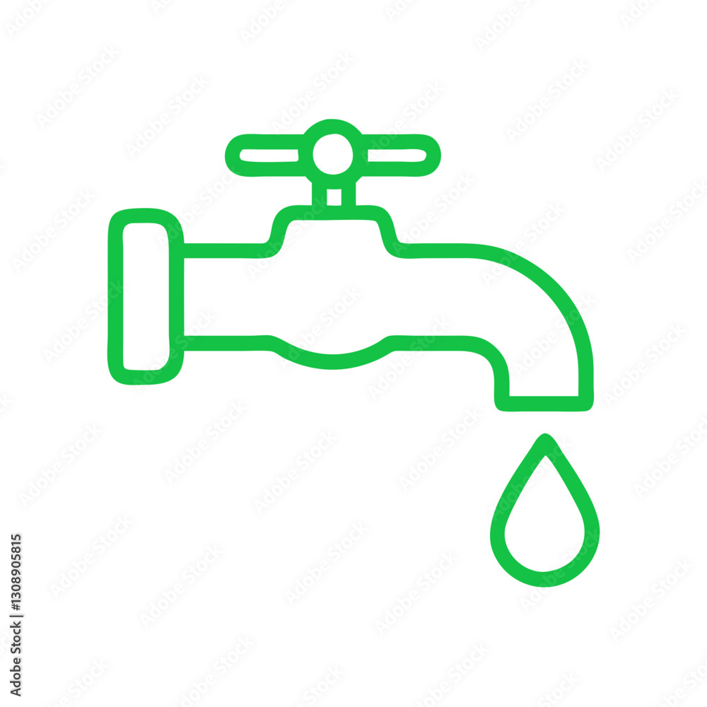 A detailed vector graphic of a faucet with water droplets, emphasizing the importance of water conservation in daily life and the need for sustainable water management practices. A detailed vector graphic of a faucet with water droplets, emphasizing the importance of water conservation in daily life and the need for sustainable water management practices.