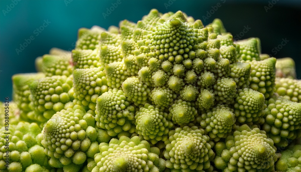 Extreme macro of Romanesco broccoli. Mesmerizing fractal patterns revealed. Intricate, mathematical nature. Stunning vegetable close-up.
Extreme macro of Romanesco broccoli. Mesmerizing fractal patterns revealed. Intricate, mathematical nature. Stunning vegetable close-up.