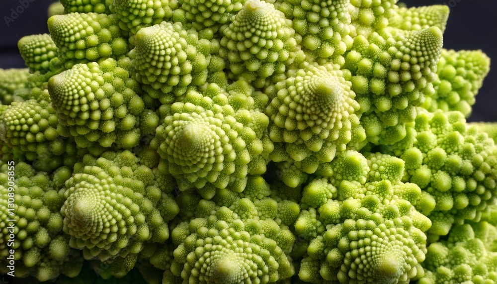 Extreme macro of Romanesco broccoli. Mesmerizing fractal patterns revealed. Intricate, mathematical nature. Stunning vegetable close-up.
Extreme macro of Romanesco broccoli. Mesmerizing fractal patterns revealed. Intricate, mathematical nature. Stunning vegetable close-up.