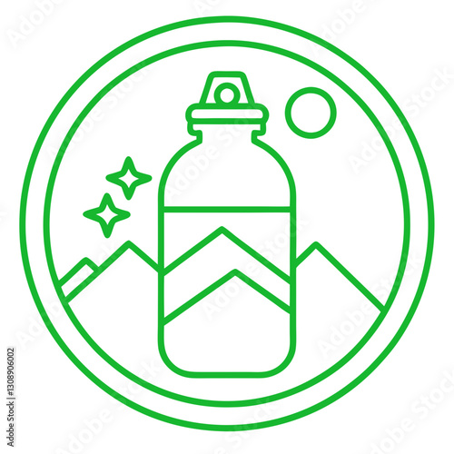 Nature and Water Bottle Icon - Eco-Friendly Lifestyle Symbol